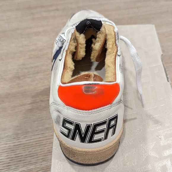 Mens Golden Goose Ball Star Low-Top Sneakers White/Blue - Picture 4 of 8